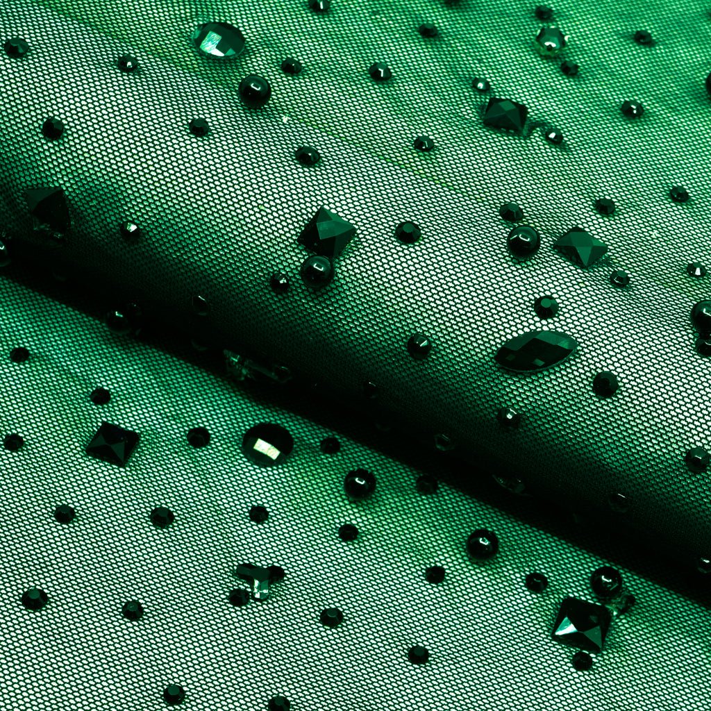 Rhinestone Stretch Mesh Fabric
