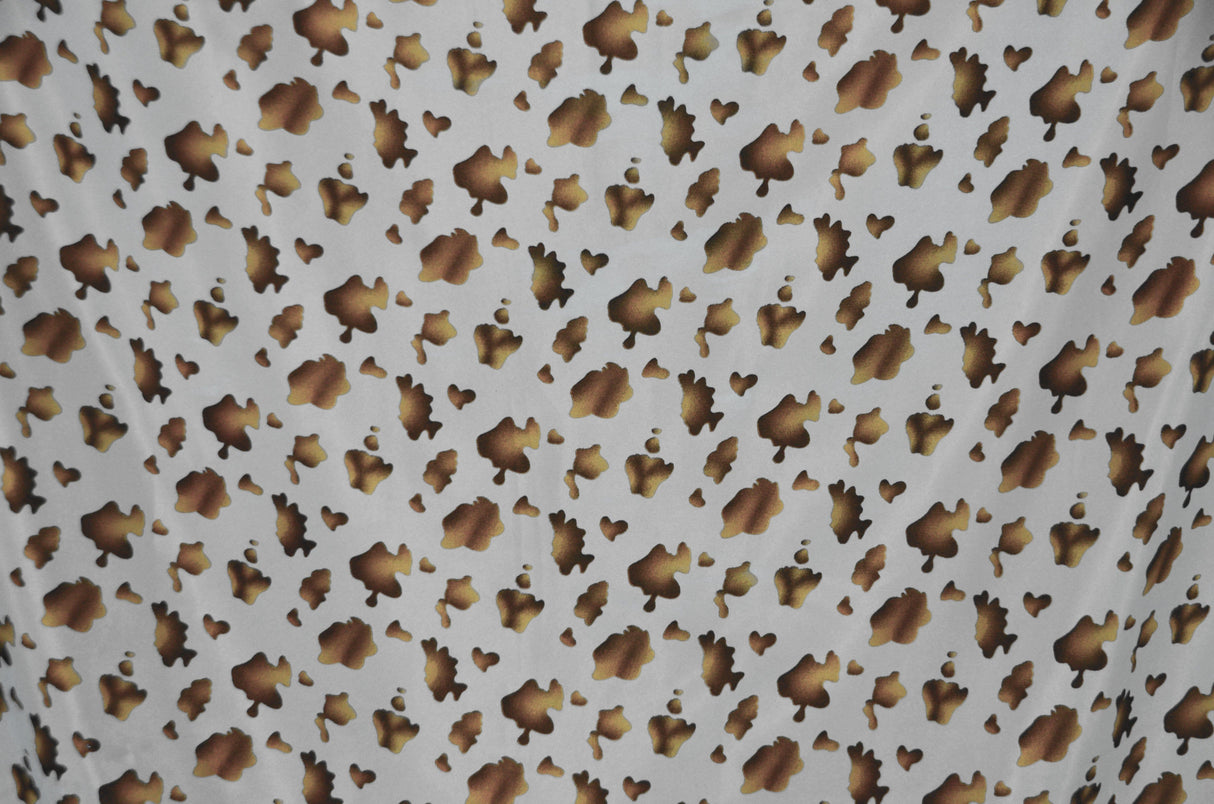 Small Brown Calf Charmeuse Satin Fabric - Brown Calf Print, 58/60" Width (1 Yard)