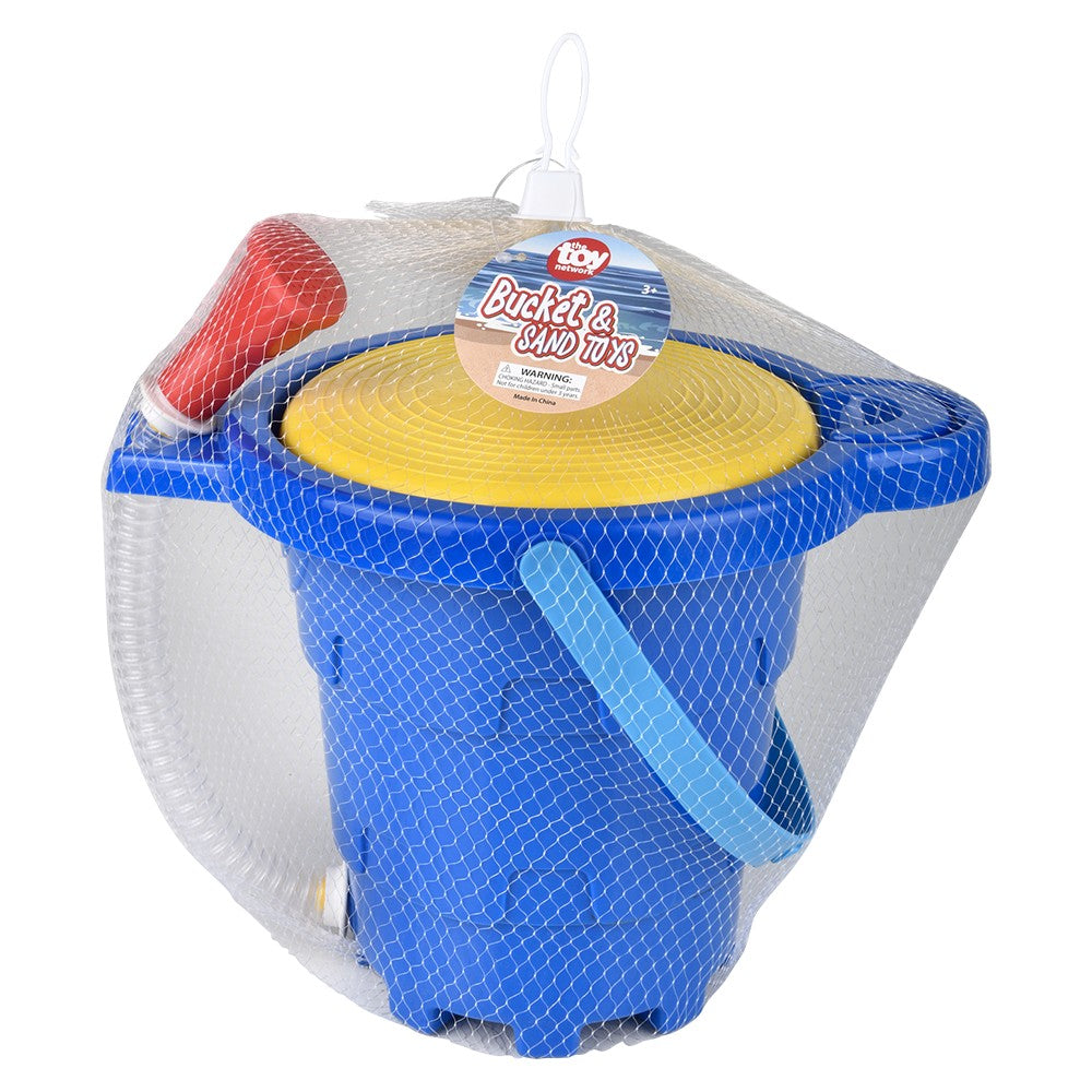 Sand Toys Large Bucket With 9pc Sand Toys (1 Set)