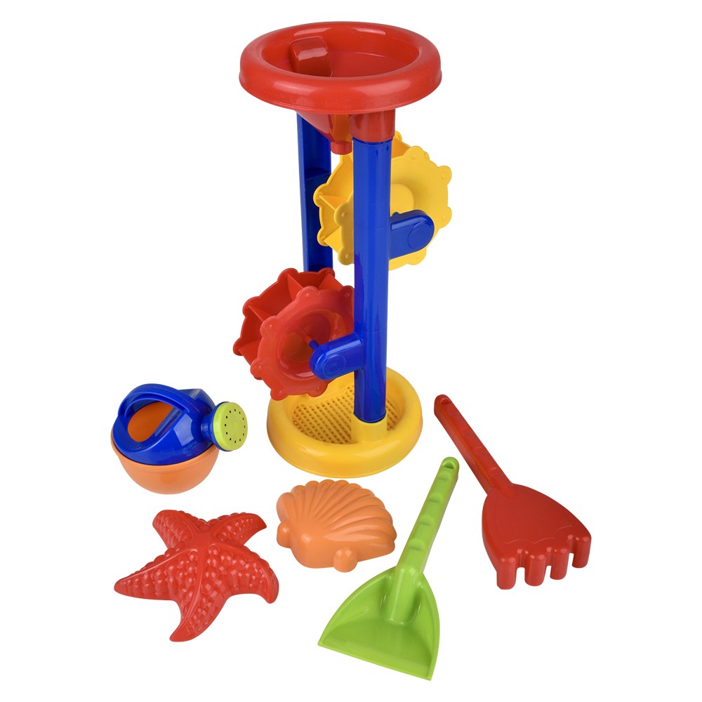 Beach Toy Water Wheel and 5pc Sand Toys