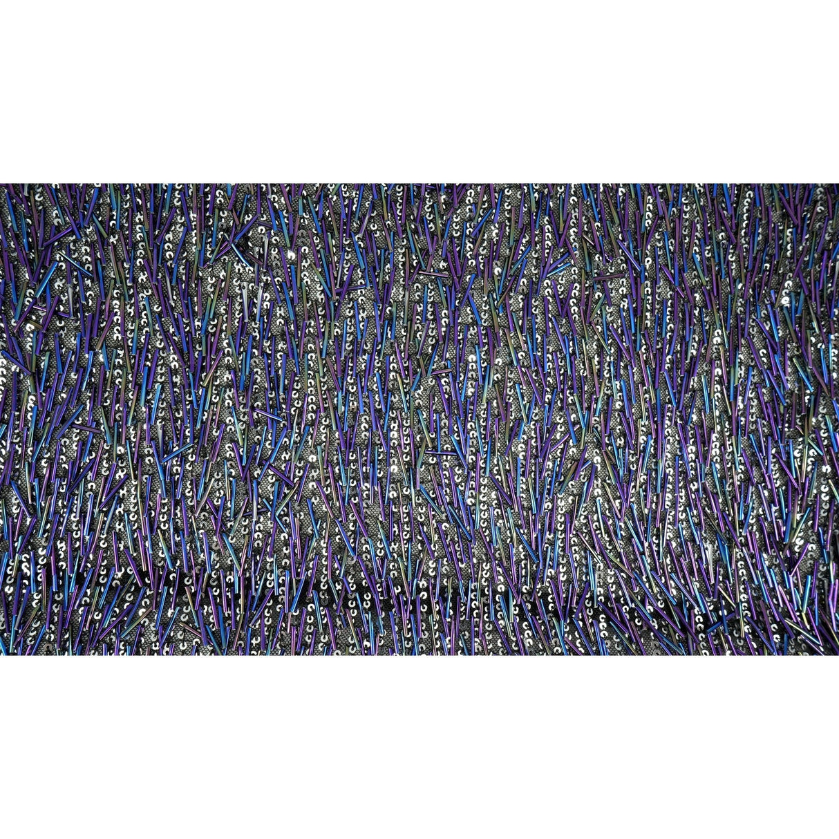 Beaded Sequin Stretch Mesh Fabric Irid Black