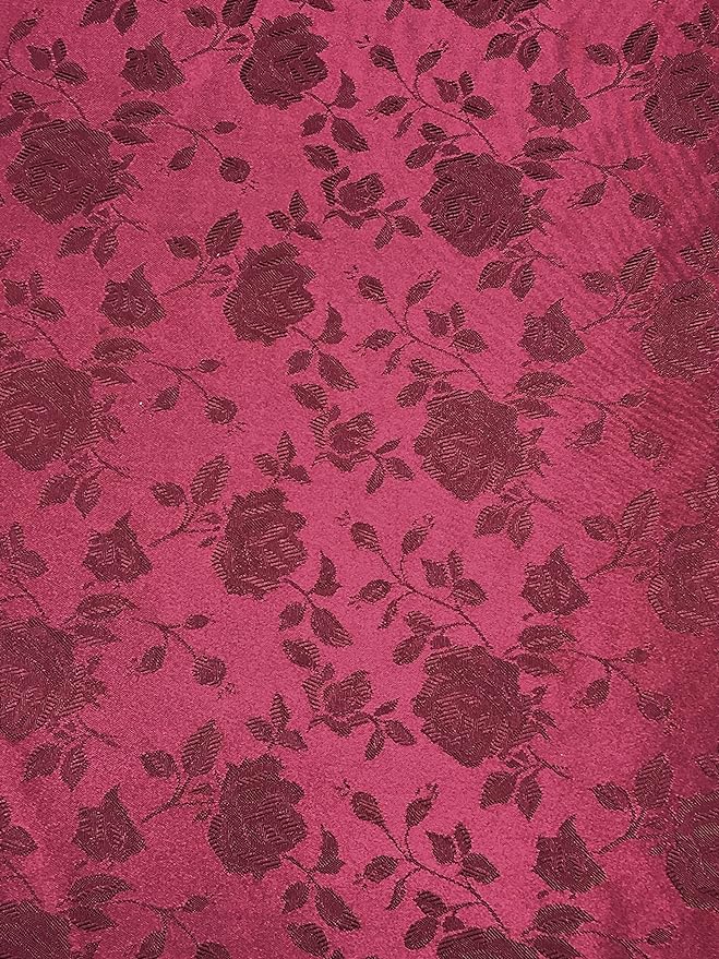 Rose Floral Jacquard Satin Fabric by the Yard 59/60″ Width