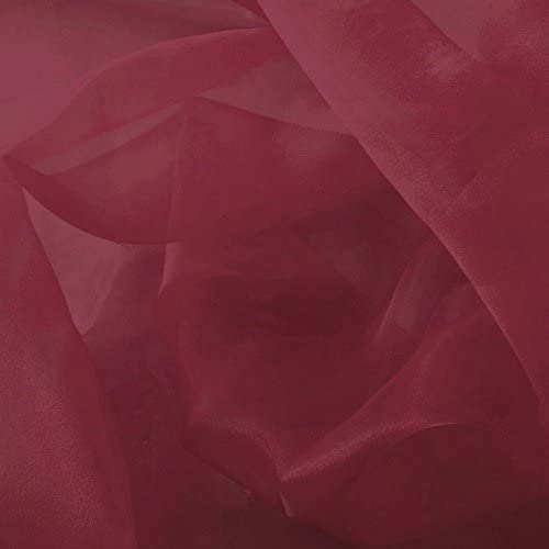 1 Yard Burgundy Sparkle Sheer Organza Fabric, 60" Wide