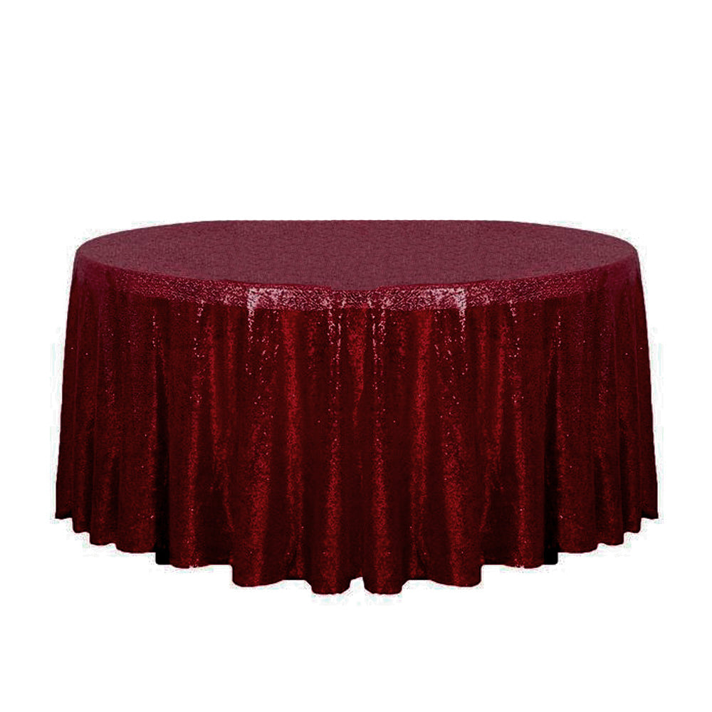 132″ Burgundy Glitz Sequin Round Tablecloth
