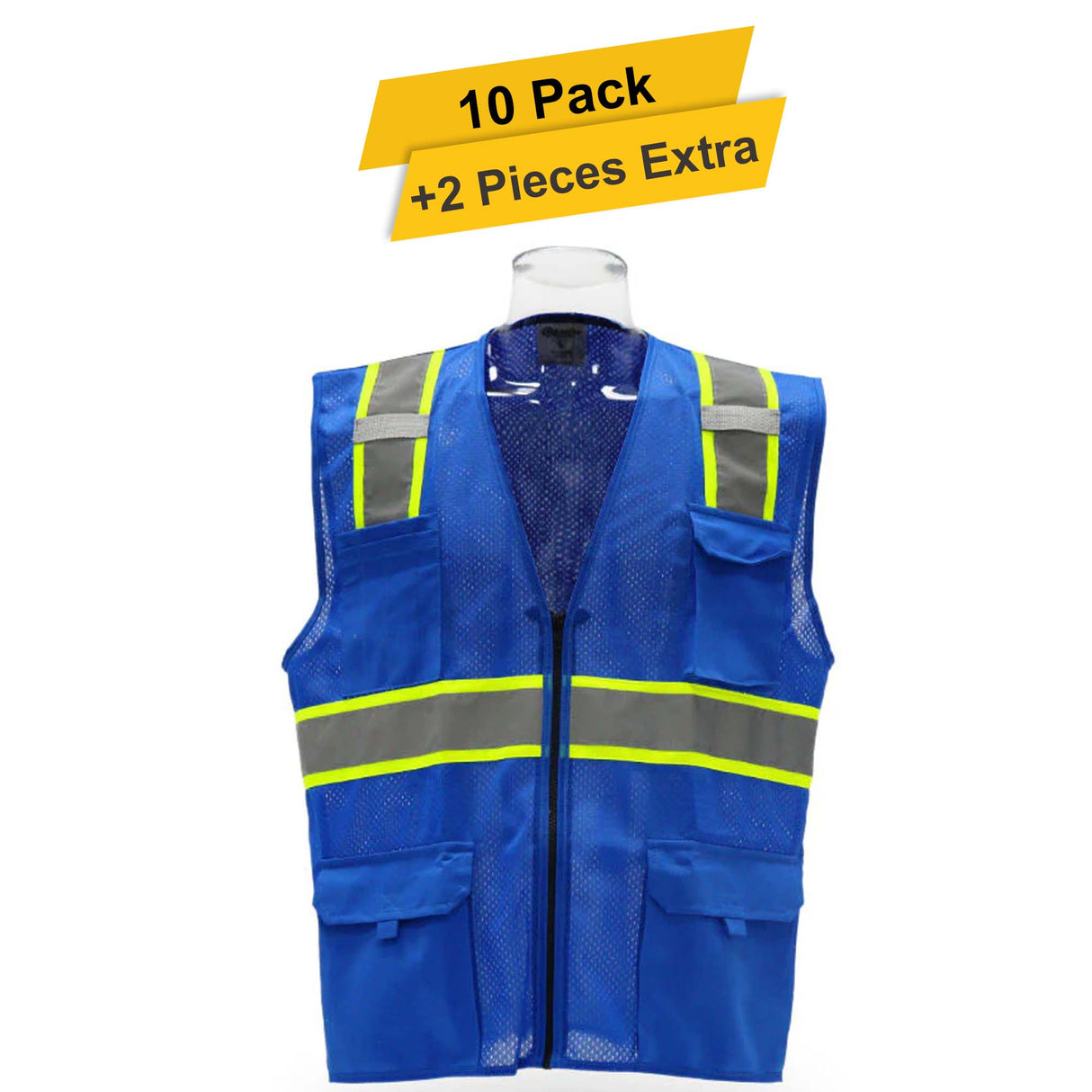 Multi pocket Safety Vest 10 Pack 100% polyester