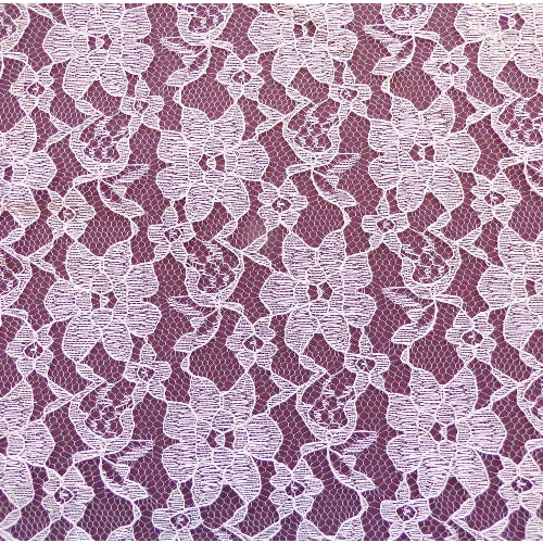 Baby Pink Raschel Lace Polyester Fabric - French Floral, 60" Width