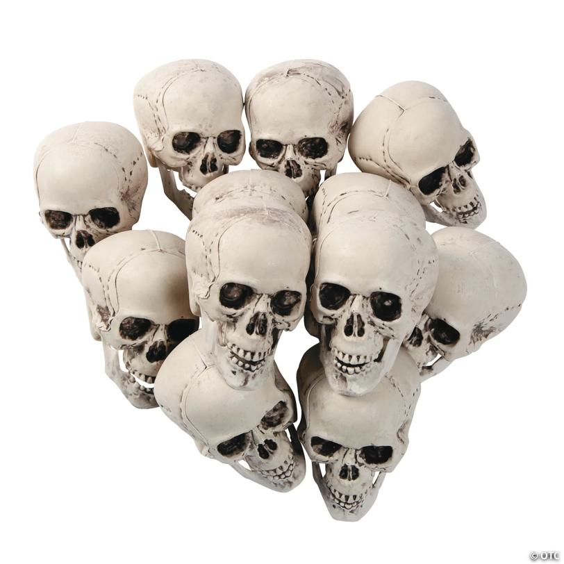Bag of Skulls Halloween Decorations - 12 Pc.