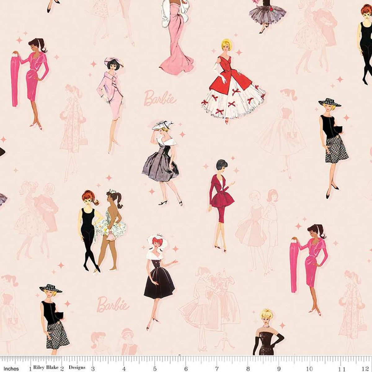 Cotton Fabric Barbie Vintage Main Blush 43/44"