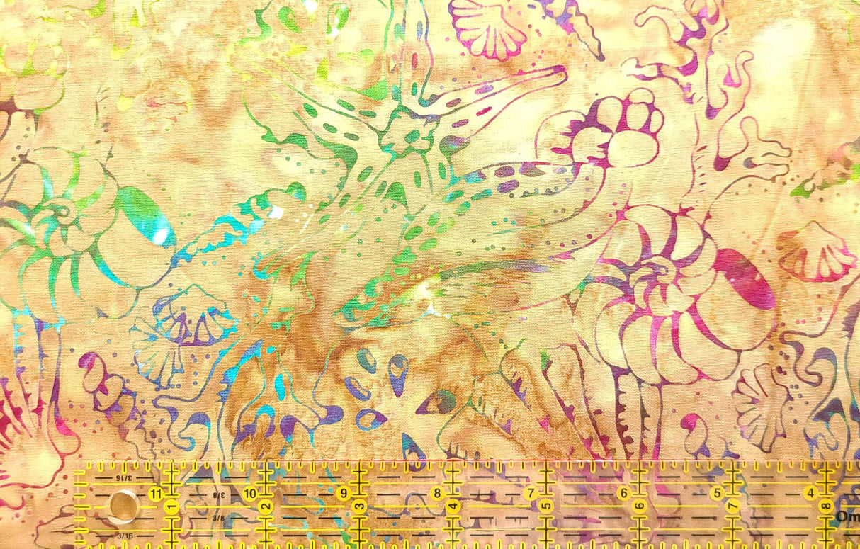 Batik Cotton Summer in Cabo Coral Reef Shells & Starfish