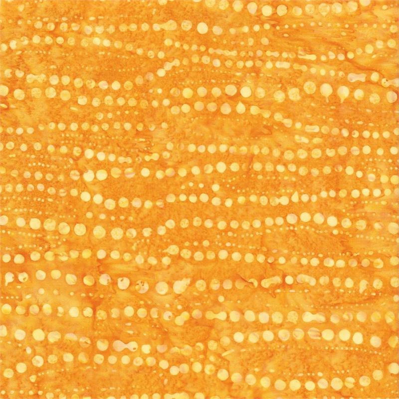 Batik Cotton Sun Catchers Collection Yellow Glowing Dots on Orange