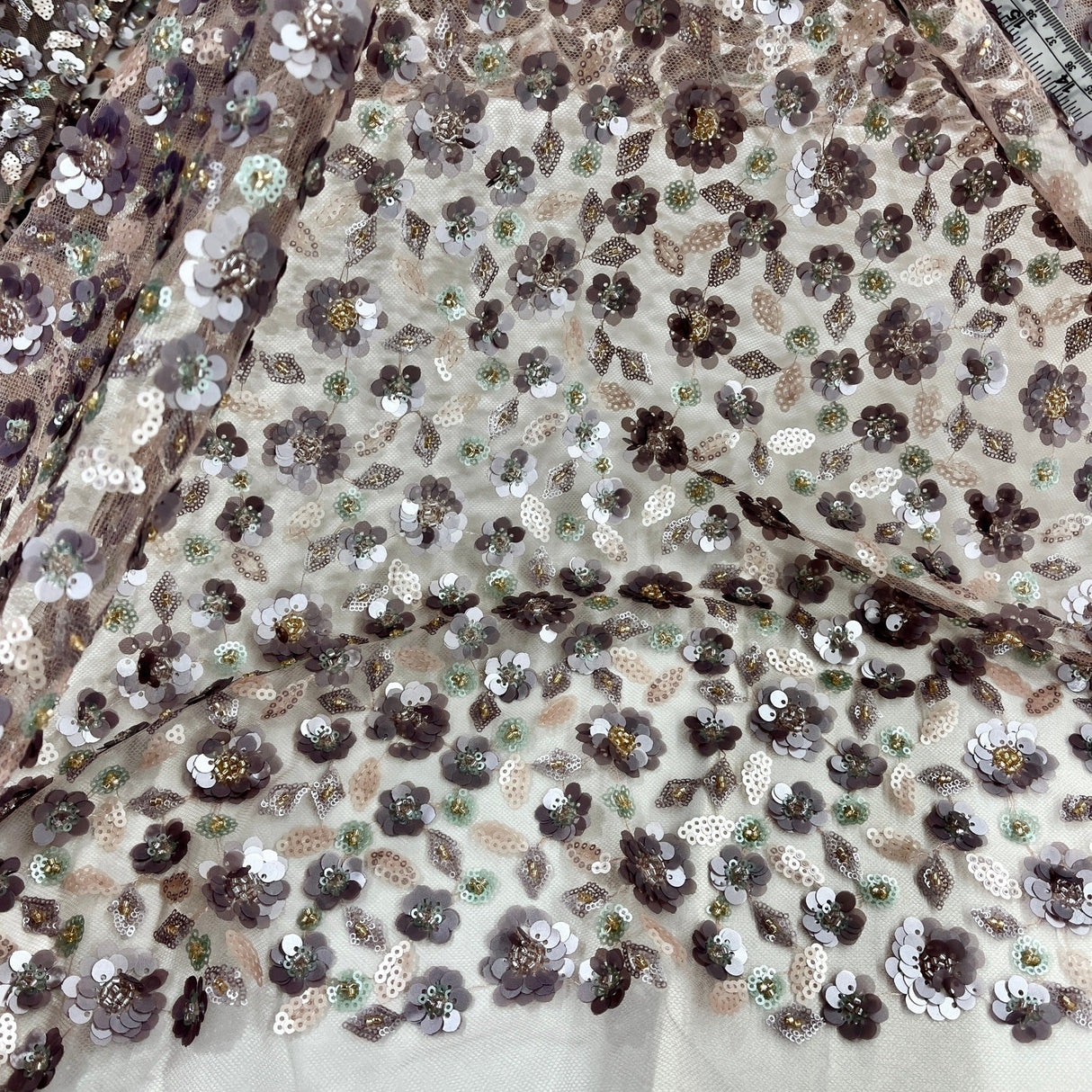 Beaded Sequined Lace Fabric