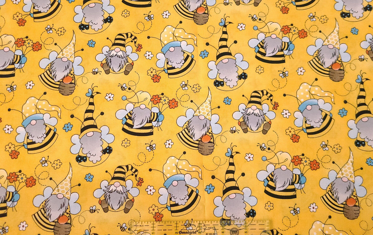 Quilting Cotton Bee Gnomes 100% Cotton Fabric