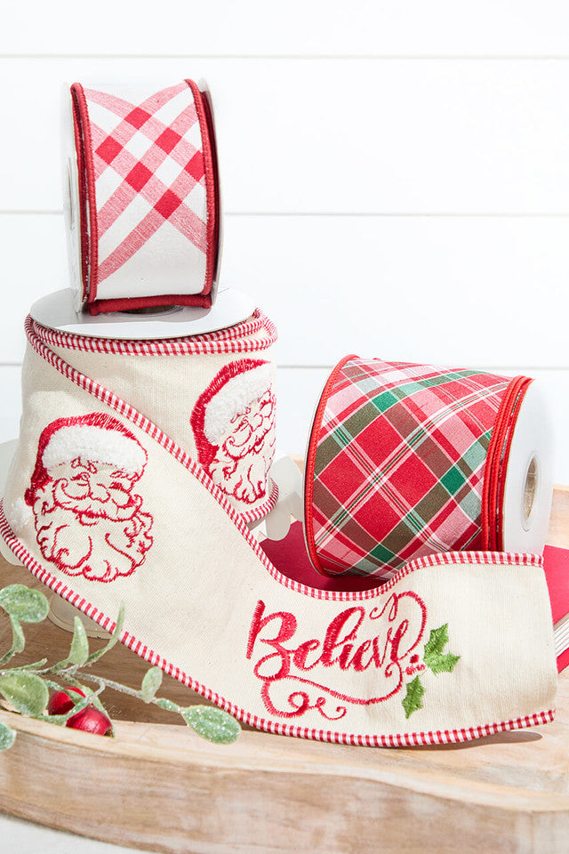 Cozy Christmas Believe Mini Ribbon Bundle, Festive Holiday Tree Ribbon Set