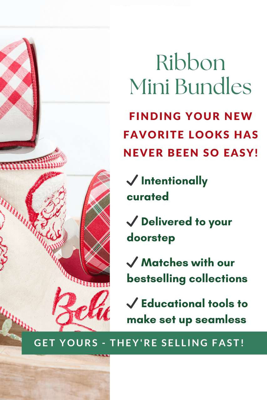 Believe Ribbon Mini Bundle Christmas Tree Decorating Ribbon Kit with Santa & Plaid Designs