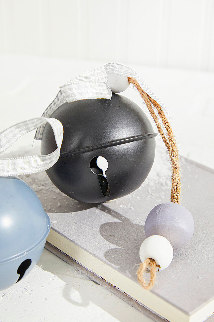 3" Holiday Black/Grey Bell Ornament
