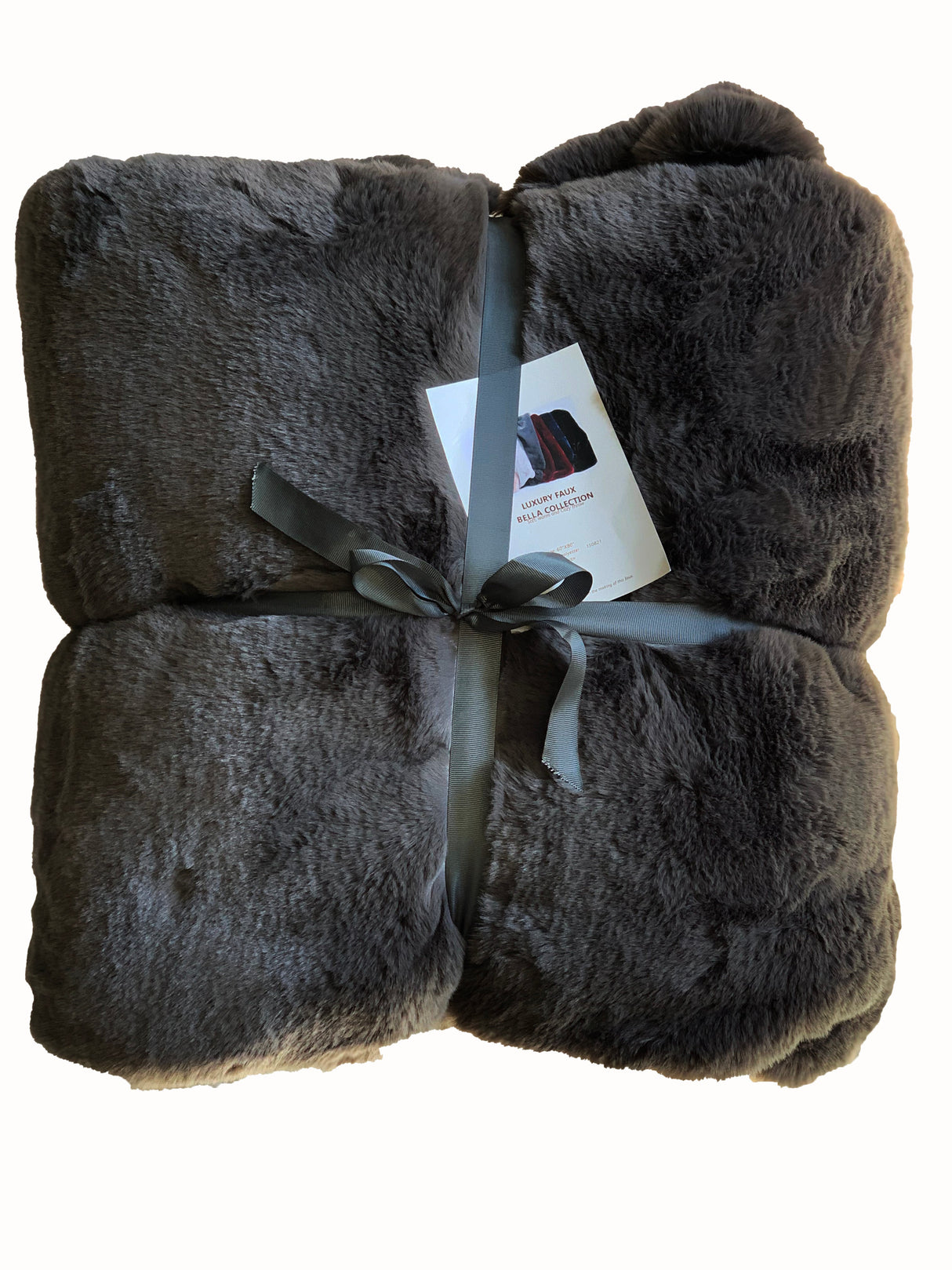 Bella Luxury Faux Fur Throw Blanket Collection Polyester Fabric - Faux Chinchilla Rabbit Fur, Crystal Velvet Backing, 60" X 80", Sandy Beige, Slate Silver, Raven Charcoal, Espresso Mocha (1 Throw Blanket)