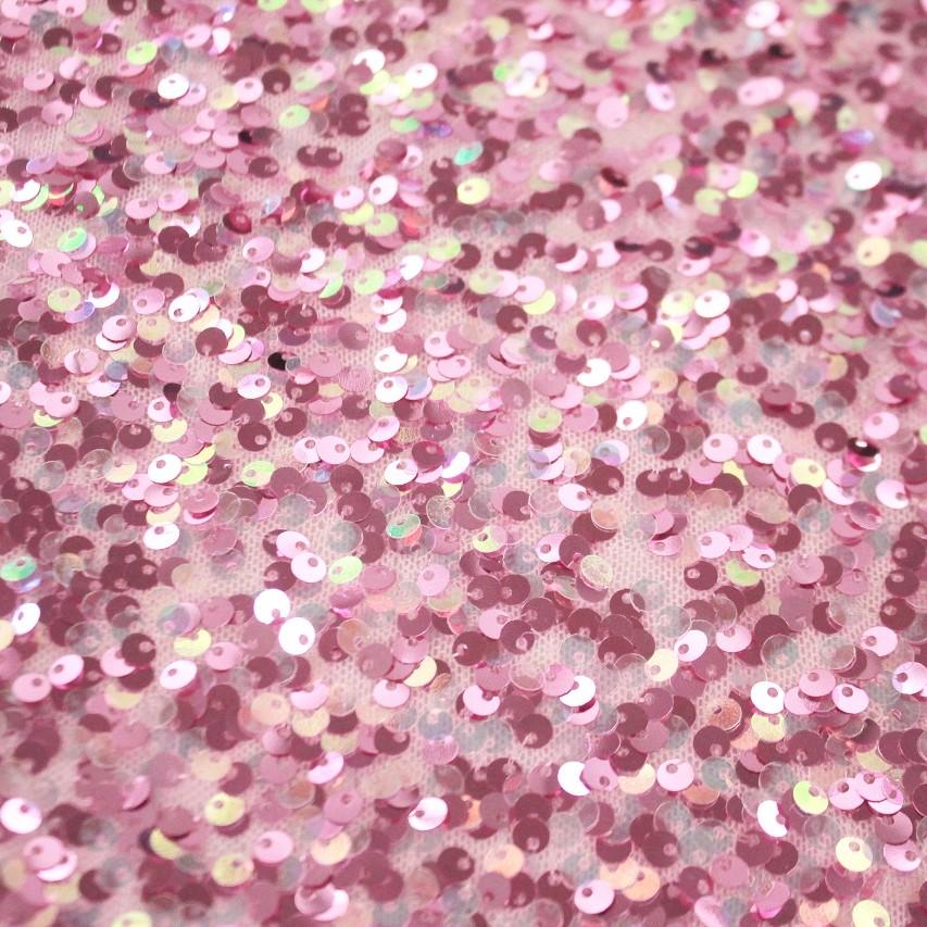 Belle Stretch Mesh Sequin Polyester Spandex Fabric - Pink, Mint, Lilac, Light Blue Embroidered Sequin, 54/55" Width (1 Yard)