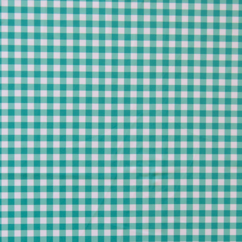 Poly Spandex Swimsuit Fabric Bermuda Green Gingham 4-Way Stretch