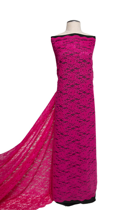 1 Yard Corded Raschel Lace Fabric with Elegant Floral Pattern, 52/54" Wide