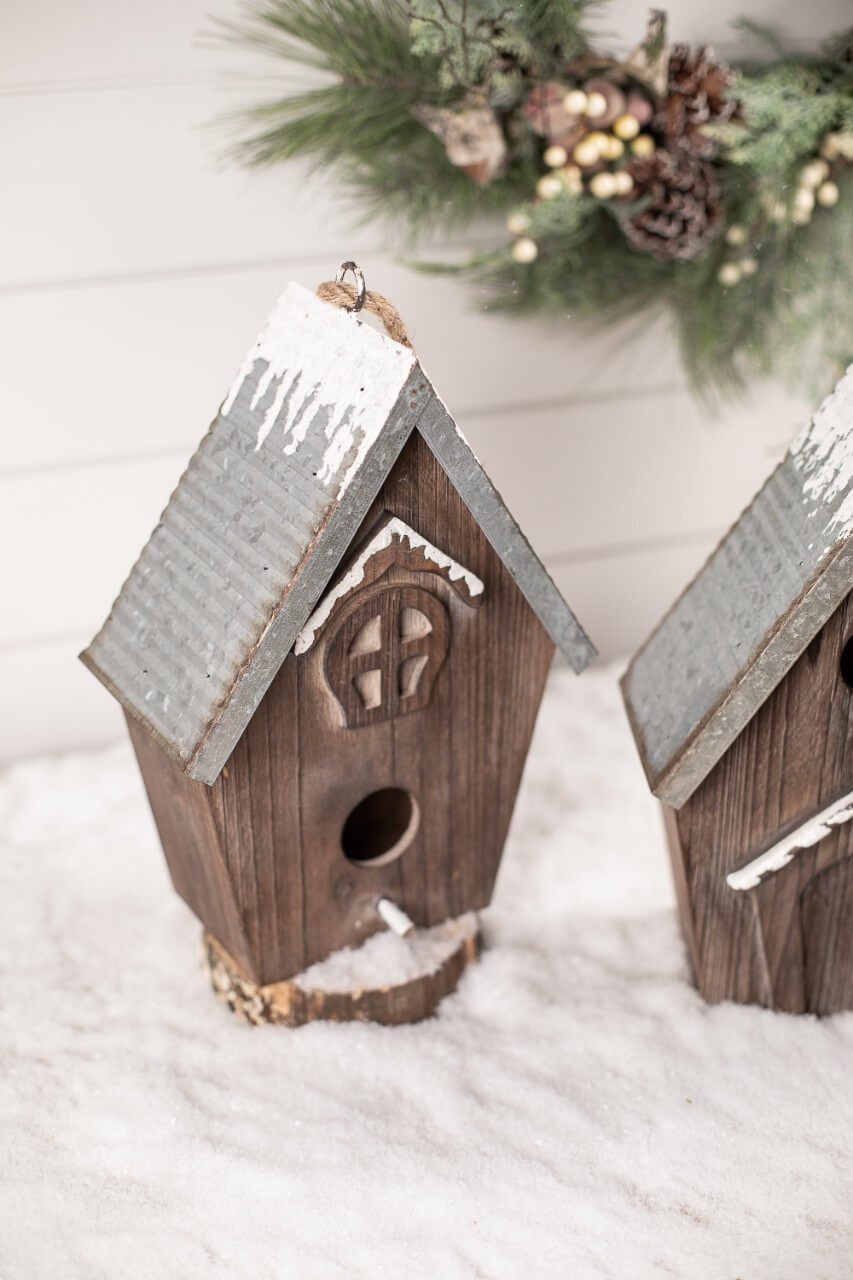 Wood Galvanized Metal Birdhouse