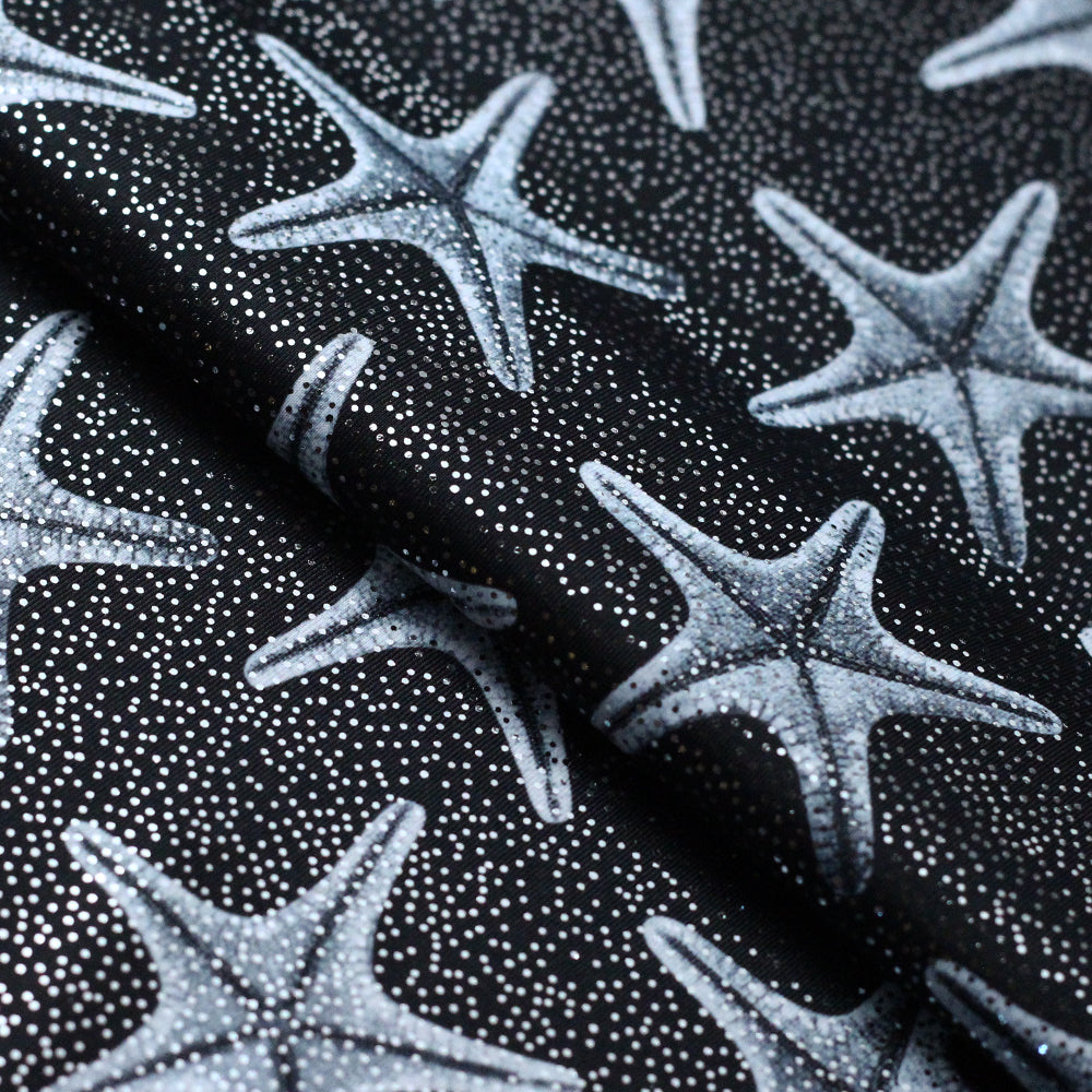 Sea Star Polyester Spandex Fabric - Multi-Color Sea Star Print, 58/60" Width (1 Yard)