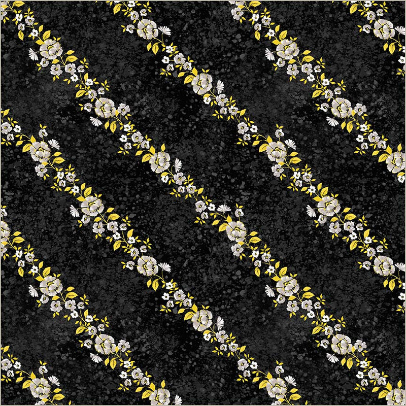 Cotton Print Black Verona Verita Vine Fabric