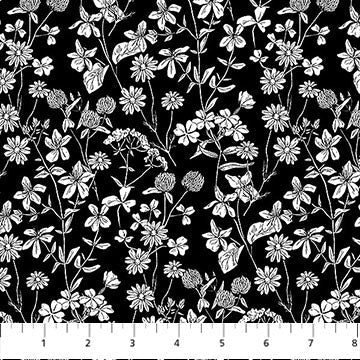 Cotton Fabric Black/White Nature's Sketchbook 44/45"