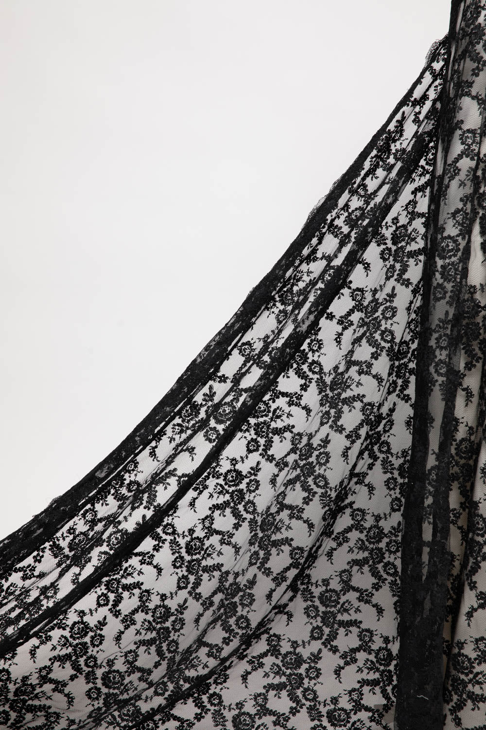 1 Yard Elegant Re-Embroidered Lace Fabric with Corded Floral Design, Premium Bridal & Fashion Fabric