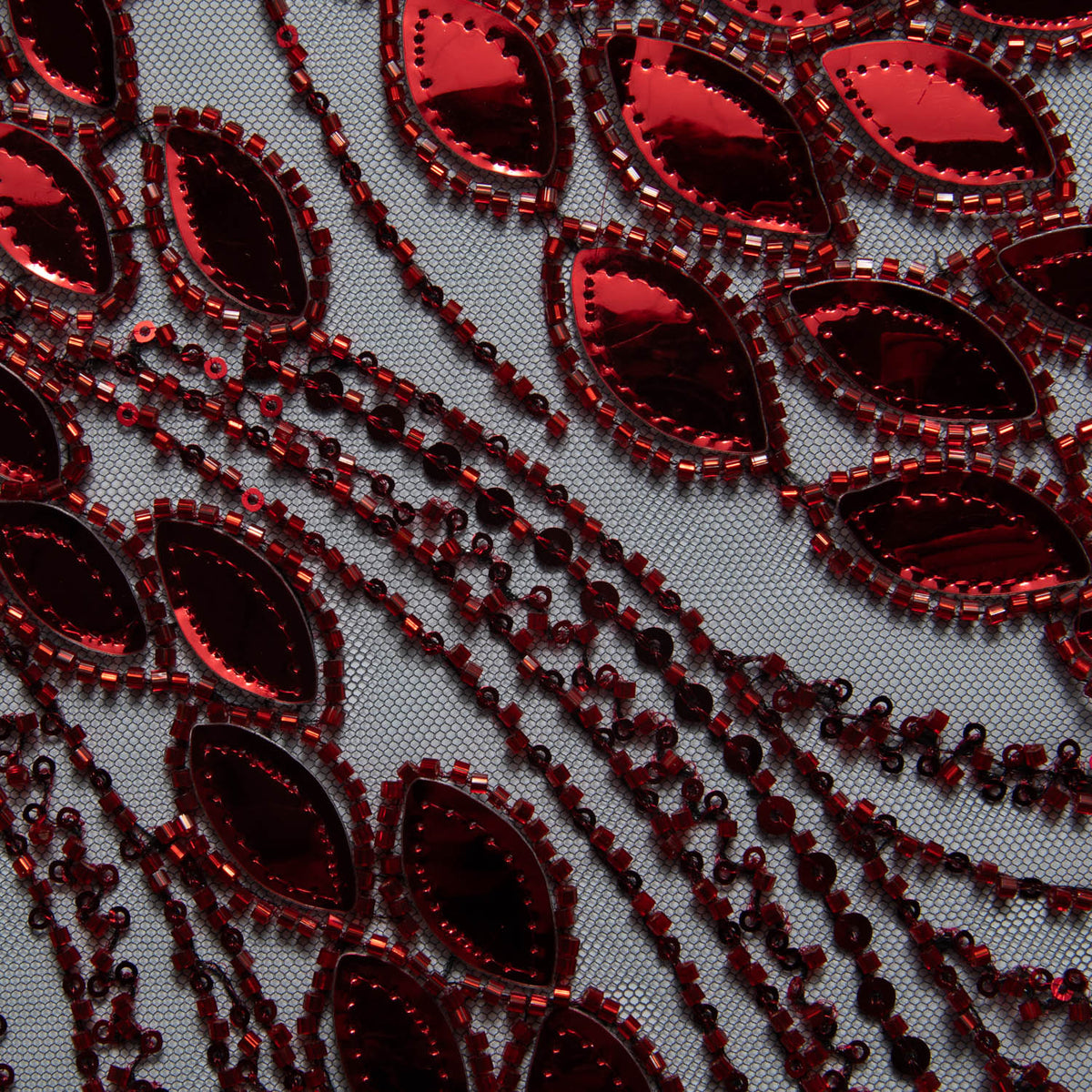 1 Yard Embroidered Tulle Lace Fabric with Sophisticated Pattern, 52" Wide