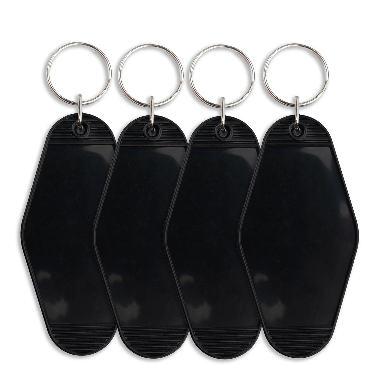 Retro Motel Keychain with Silver Ring - Black (4 per Set)