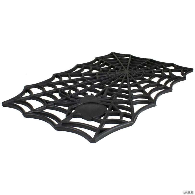 Black Spider Web Rectangular Halloween Doormat 18" x 30"