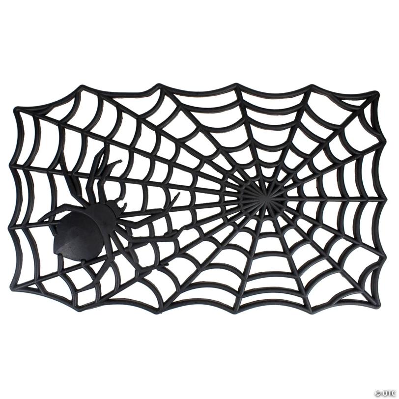 Black Spider Web Rectangular Halloween Doormat 18" x 30"