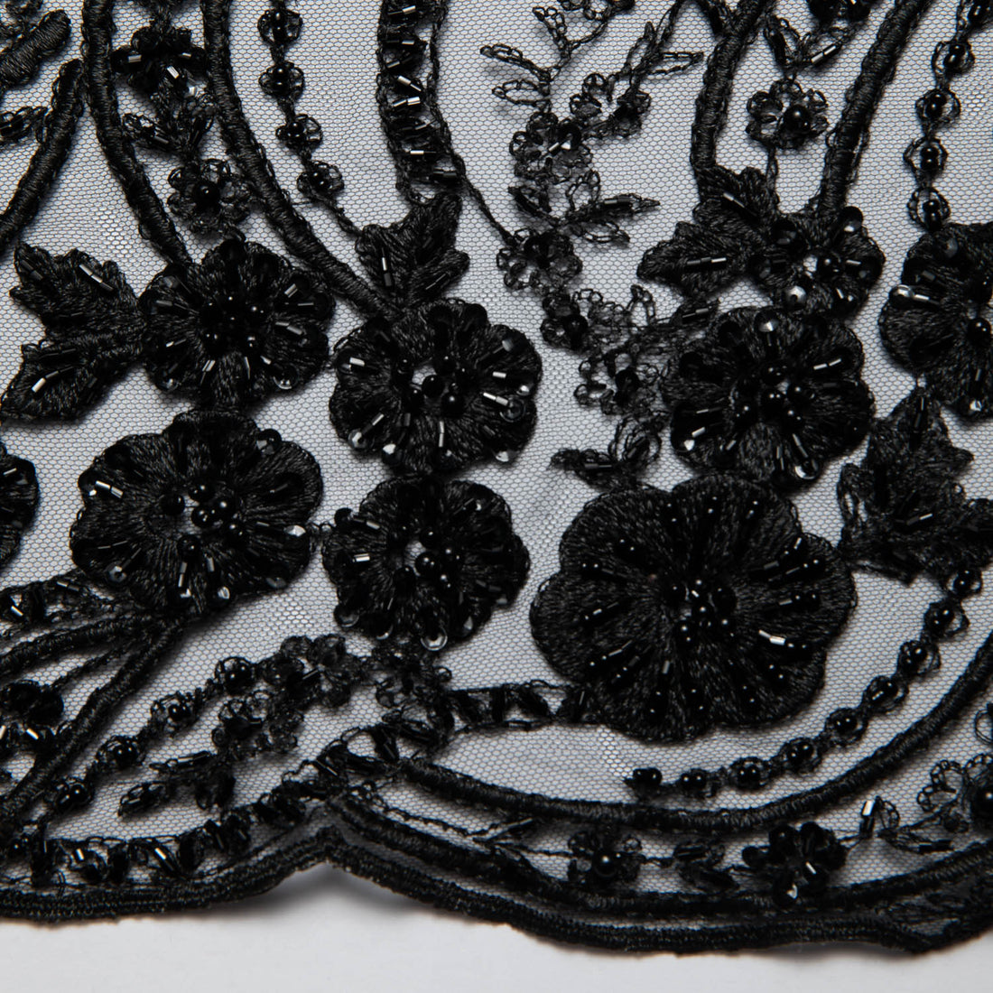 1 Yard Stunning 52" Wide Tulle Lace Fabric with Embroidered Floral Design