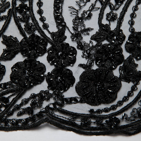 1 Yard Embroidered Tulle Lace Fabric with Elegant Intricate Design, 52" Wide