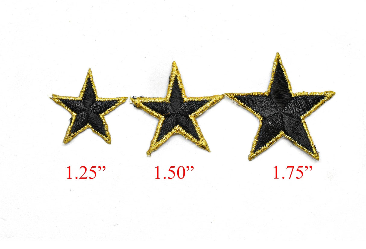 Embroidered Star Applique Iron-On Gold Trim