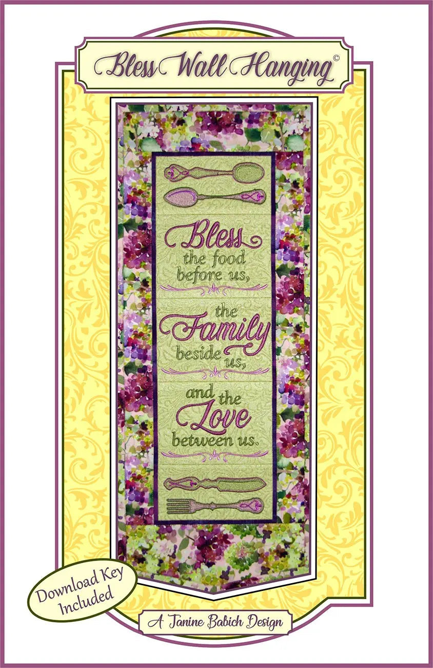 Machine Embroidery Bless Wall Hanging Pattern