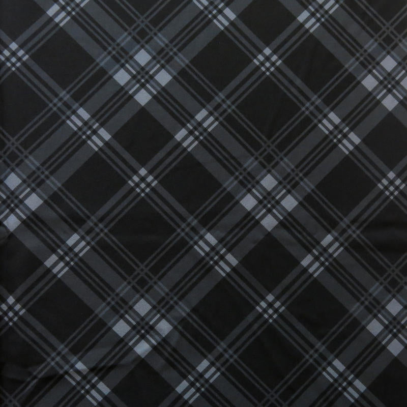 Stretch Woven Black/Grey Plaid Boardshort Fabric