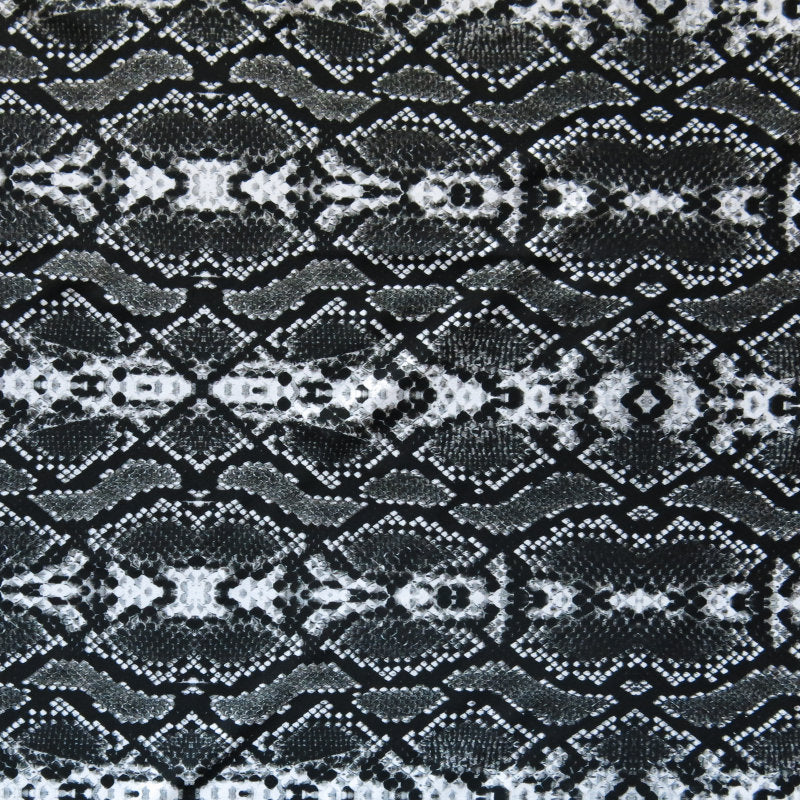 Swim Knit Nylon Spandex Black and Grey Snakeskin 19 Remnant