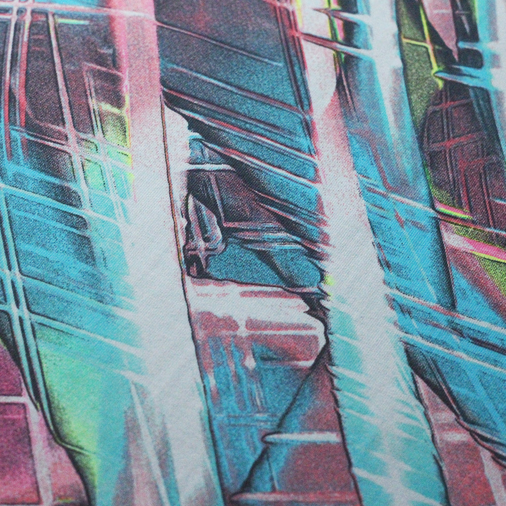 Vertigo Nylon Spandex Fabric - Multicolor/Blue Pink, Thunder Stripe Pattern, 58/60" Width (1 Yard)