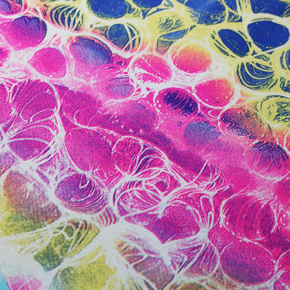 Ombre Mist Nylon Spandex Fabric - Blue or Multicolor Circle Pattern, 58-60" Width (1 Yard)