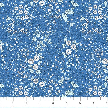 Cotton Print Blue Prairie Pocket Posies Fabric