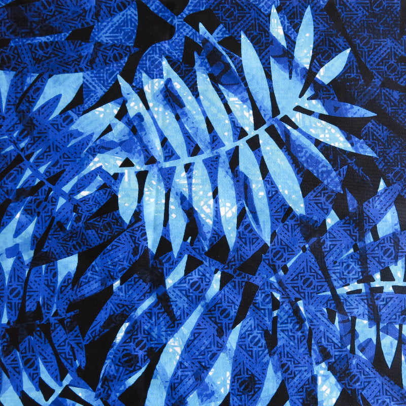 Swim Knit Nylon Spandex Blue Inked Ferns