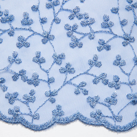 1 Yard Exquisite Mesh Lace Fabric with Metallic Embroidered Floral Pattern 52" Wide