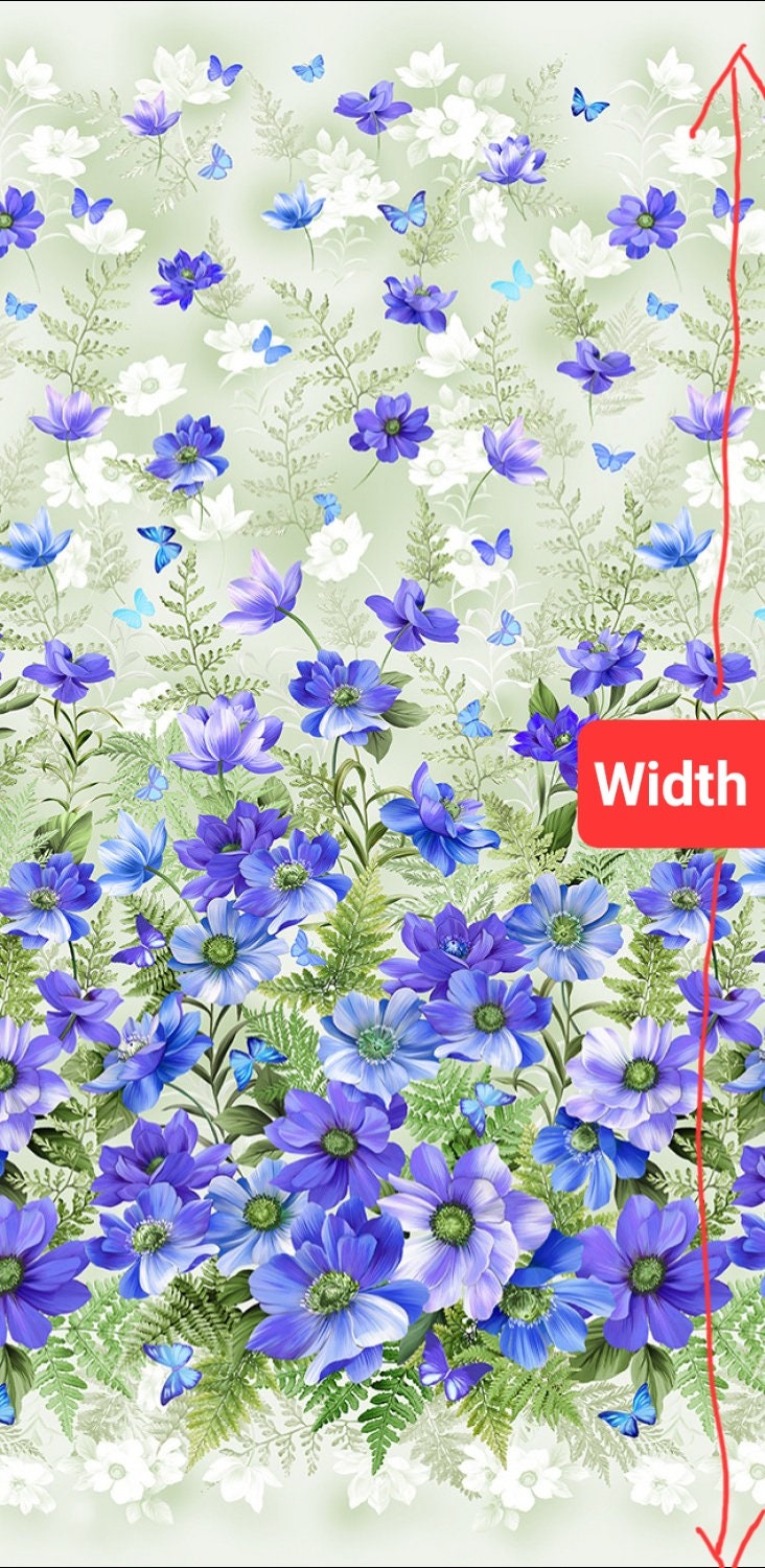 Quilting Cotton Floral Fantasy Border Blue Michael Miller