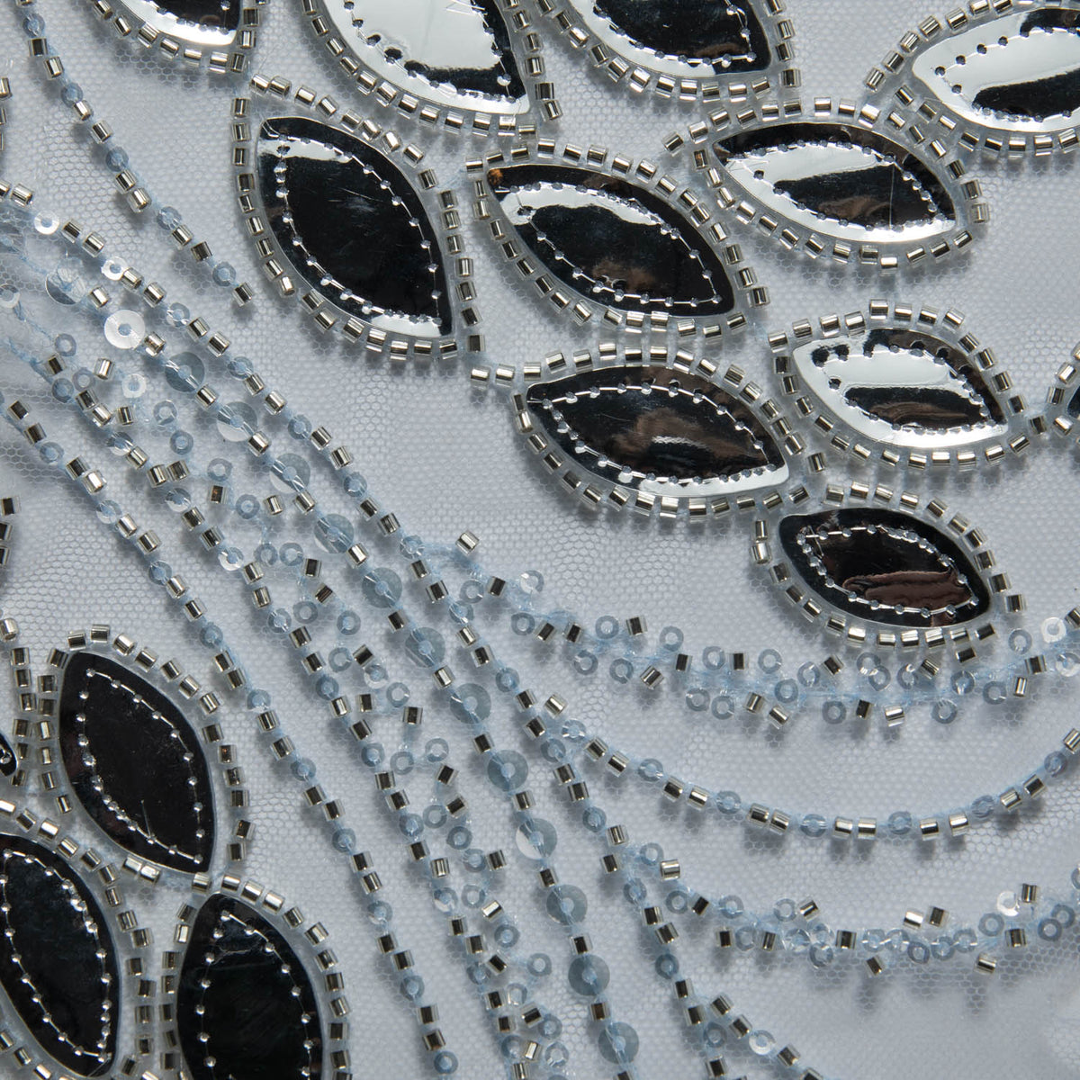 1 Yard Embroidered Tulle Lace Fabric with Sophisticated Pattern, 52" Wide