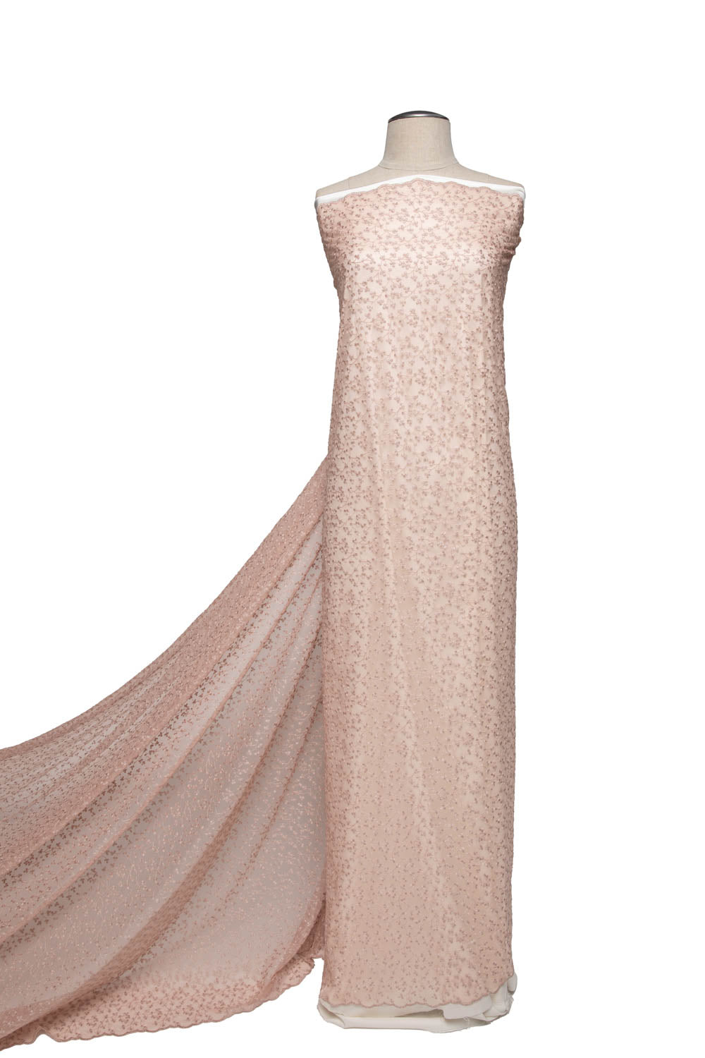 1 Yard Exquisite Mesh Lace Fabric with Metallic Embroidered Floral Pattern 52" Wide