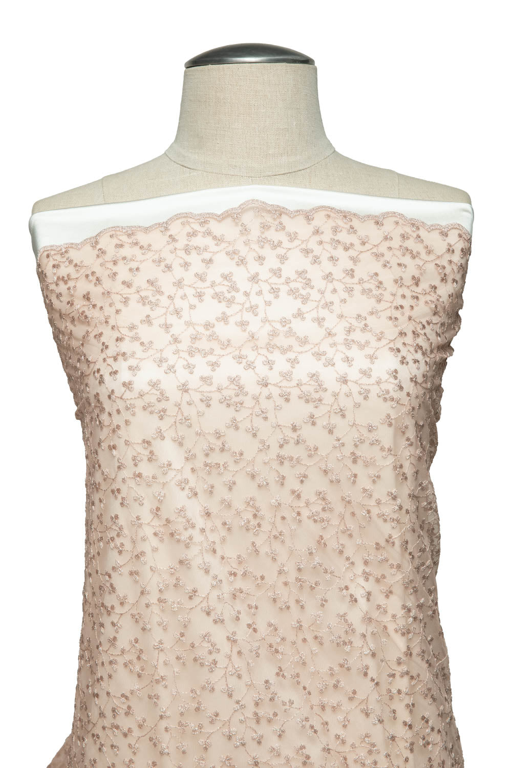 1 Yard Exquisite Mesh Lace Fabric with Metallic Embroidered Floral Pattern 52" Wide