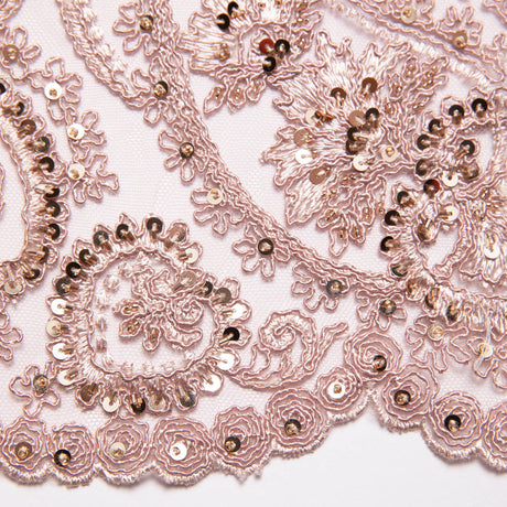 1 Yard 52" Wide Tulle Lace Fabric Embroidered with Beautiful Floral Sequin Patterns