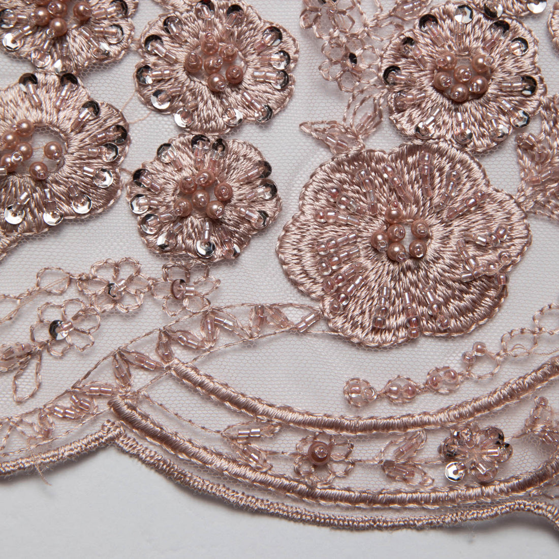 1 Yard Stunning 52" Wide Tulle Lace Fabric with Embroidered Floral Design