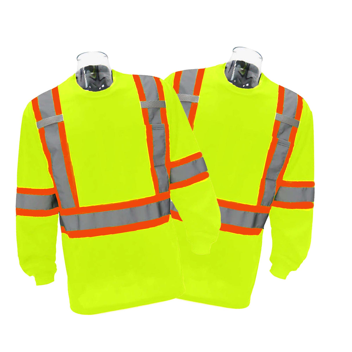 High Visibility Contrast Long Sleeve Safety T-shirt 10 Pack 100% Polyester